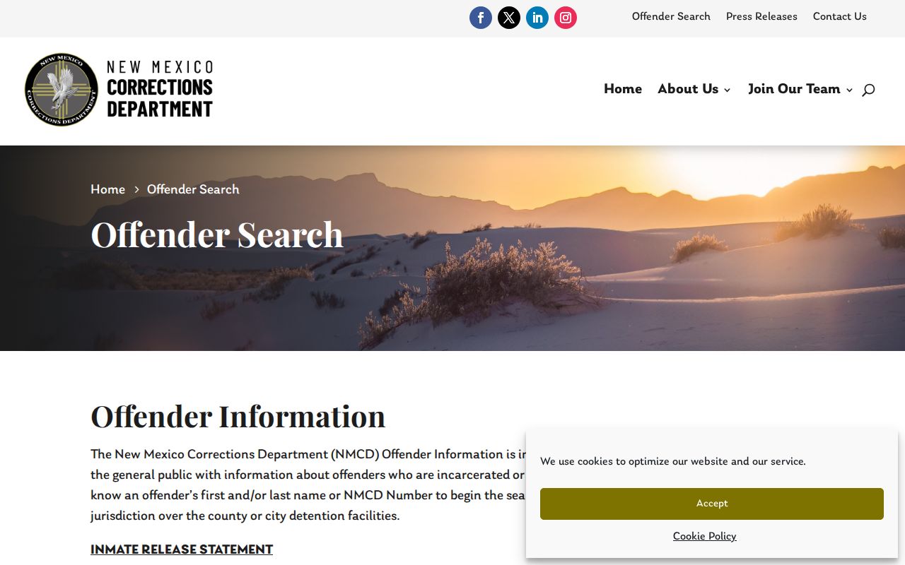 NMCD offender search for Torrance County released inmate records